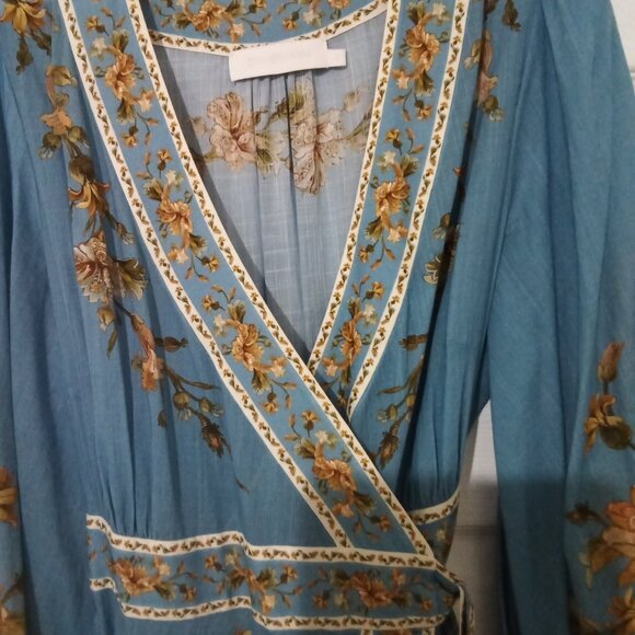 Zimmerman chintz wrap midi dress blue size 2 - Picture 5 of 7